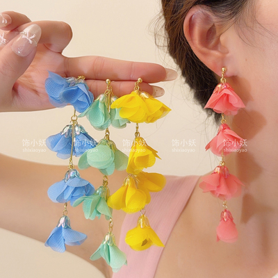 恋爱告急粉色铃兰流苏耳环度假
