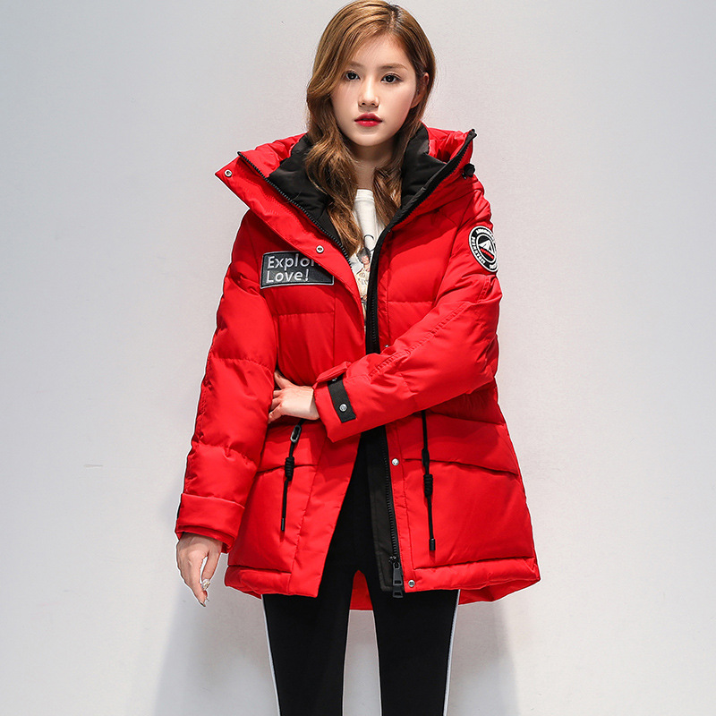 爱丹蒙羽绒服女短款2025年韩版新款收腰加厚小个子连帽宽松外套潮