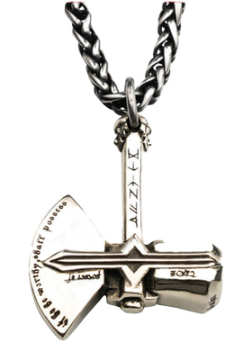 北欧雷神暴风之锤钛钢吊坠项链