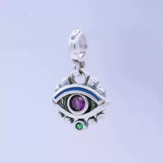 Pan's Me Series Small Accessories Gold Color Eyes Heart Little Devil Blue Earth DIY Pendant