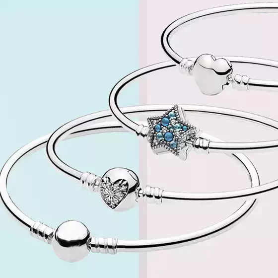 Pan's Heart-Shaped Clasp Bracelet Disney Mickey 925 Silver m Silver Clasp DIY Beaded Basic Snake Bone Chain