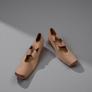 复古小众手工交叉绑带玛丽珍单鞋 方头高跟芭蕾舞UMA LOONGWIN法式