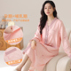睡衣哺乳开衫 产后大码 待产裙 月子服春秋季 浪莎孕妇睡裙女纯棉长袖