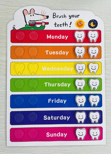 小鼠波波maisy刷牙打卡好习惯贴纸安静书卡片蒙氏教具幼儿园玩具
