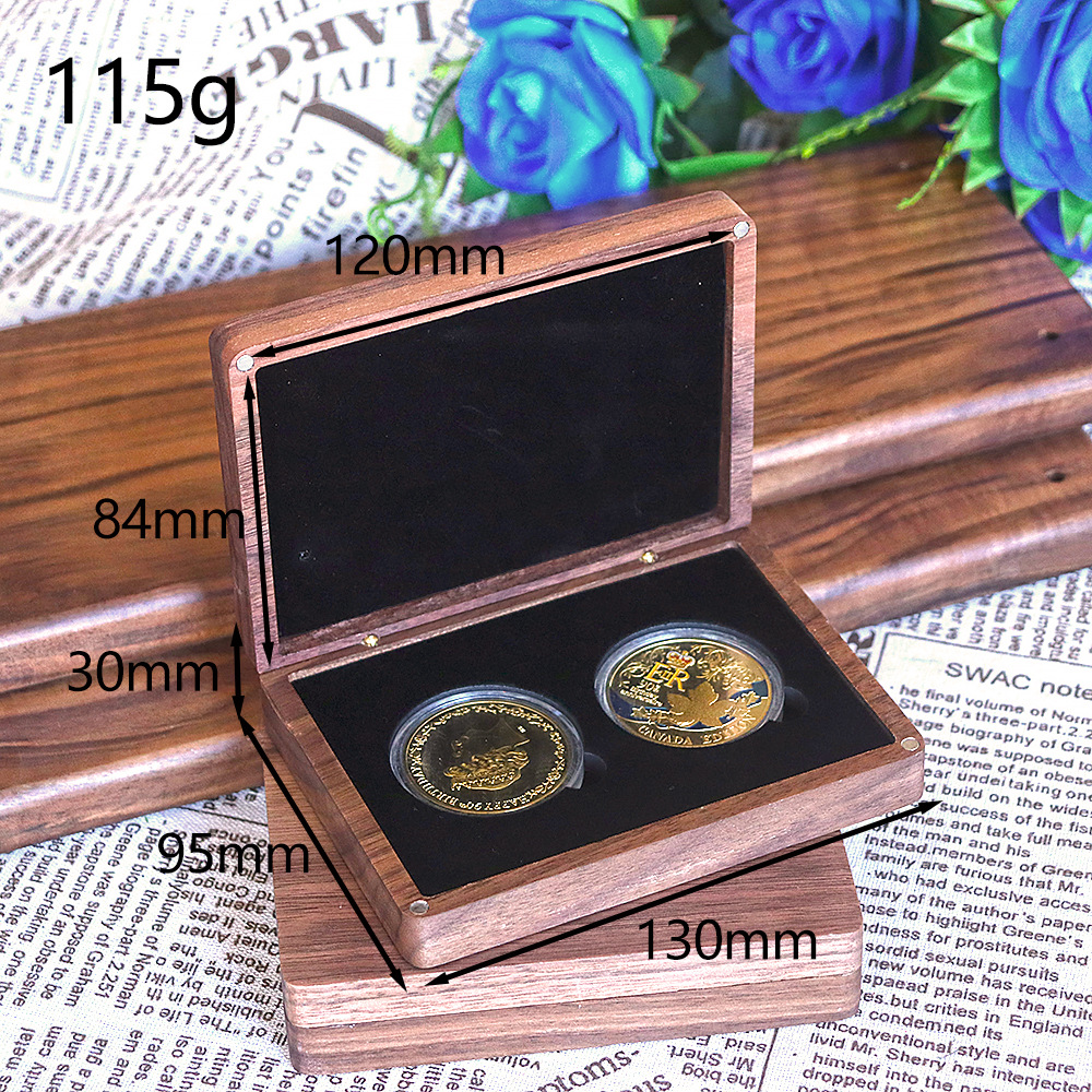 两枚装纪念币套装礼盒金币银币奖章双币古钱币收藏收纳礼盒纪念盒