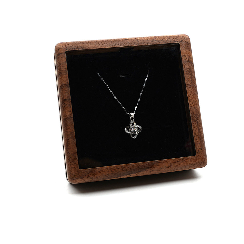 木质项链盒吊坠徽章手链手串珠宝首饰包装盒送礼送爱人高端透明