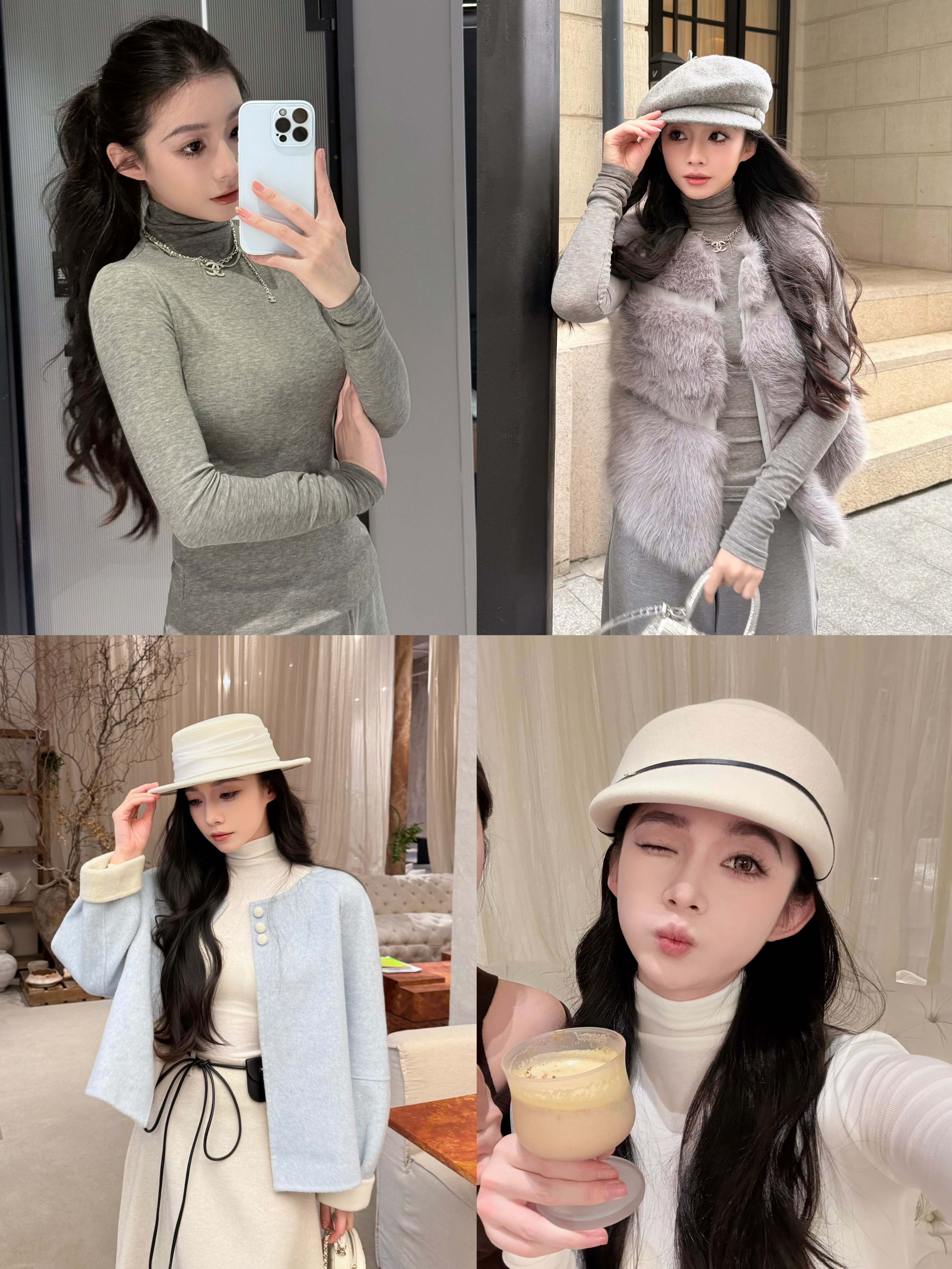 天丝高领针织打底衫内搭修身显瘦