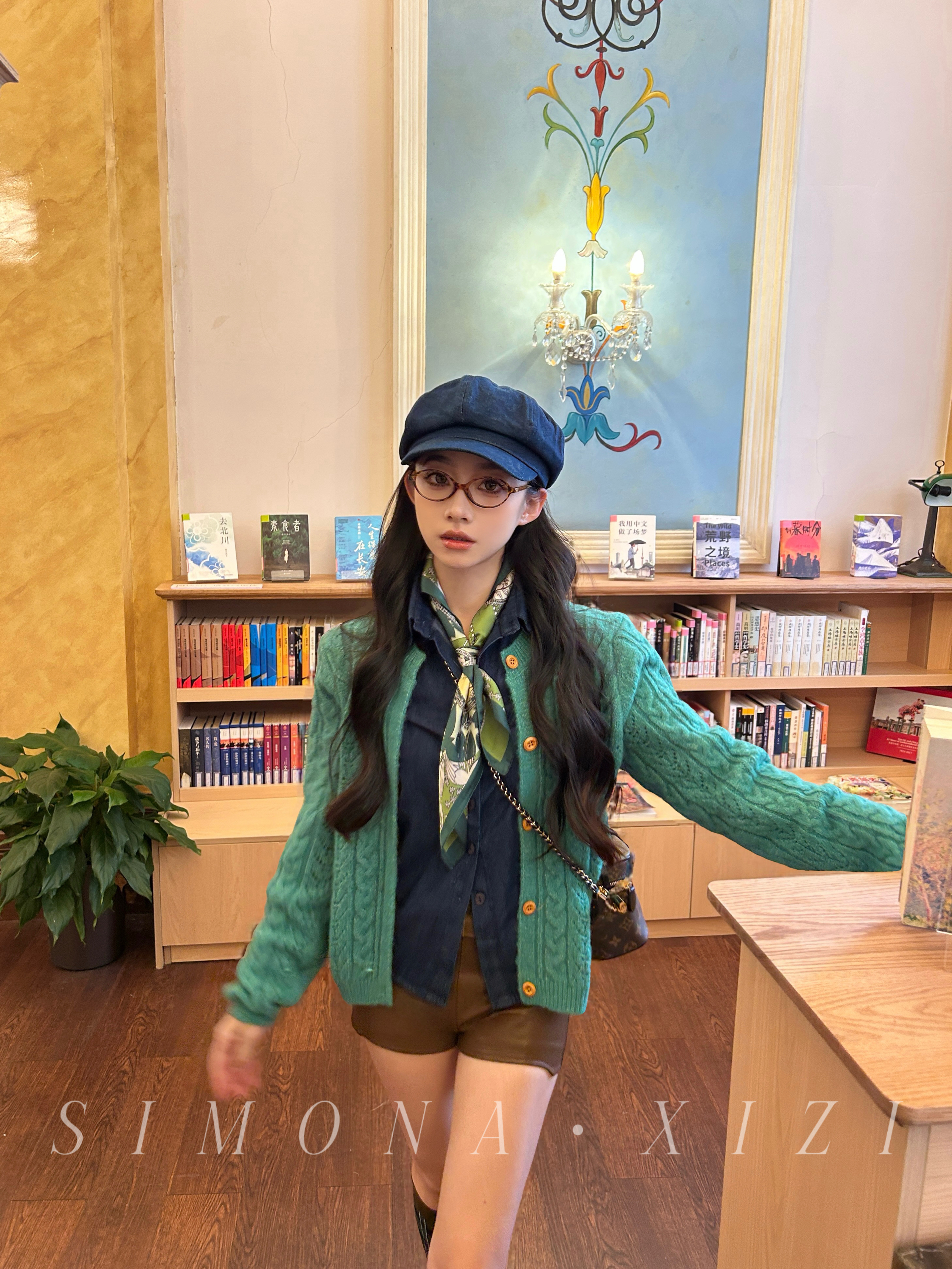 松石绿麻花针织开衫女早秋韩系