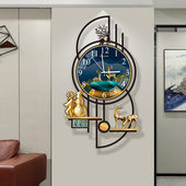 福禄挂钟客厅钟表2026新款 现代简约创意时钟壁灯艺术高级感表挂墙