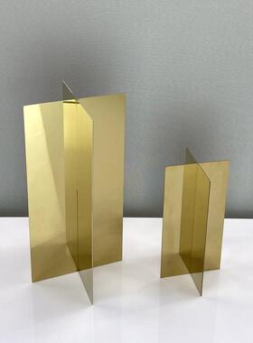 现代简约欧式极简几何金属十字摆件样板房售楼处客厅软装饰品摆设