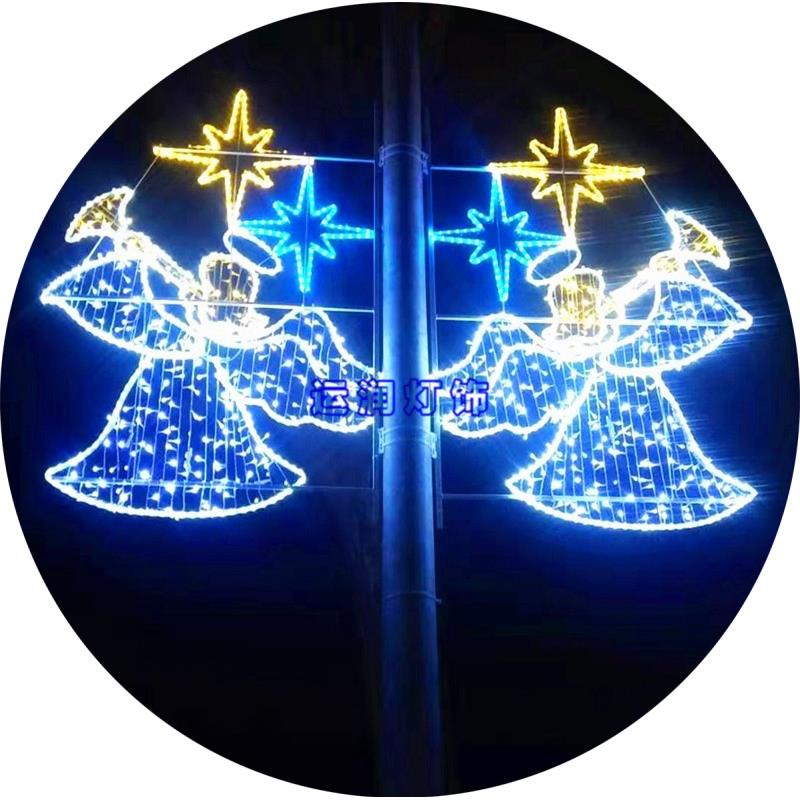 LED雪人图案跨街灯杆造型灯节日气氛烘托过街灯工厂制作
