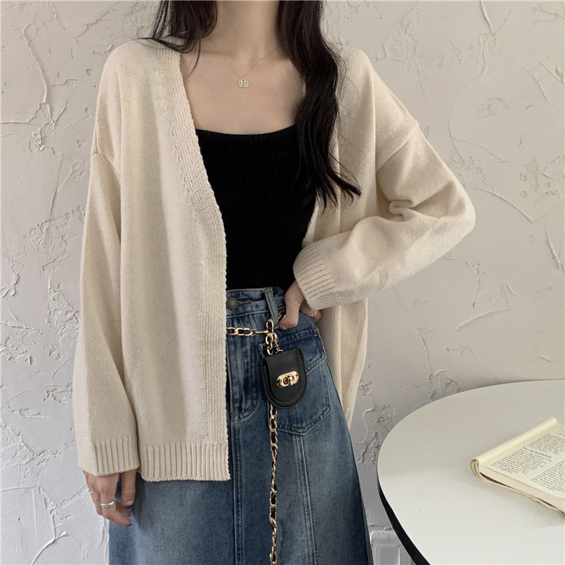 2026早春新款韩版很仙慵懒风宽松毛衣外套女学生黄色针织开衫潮