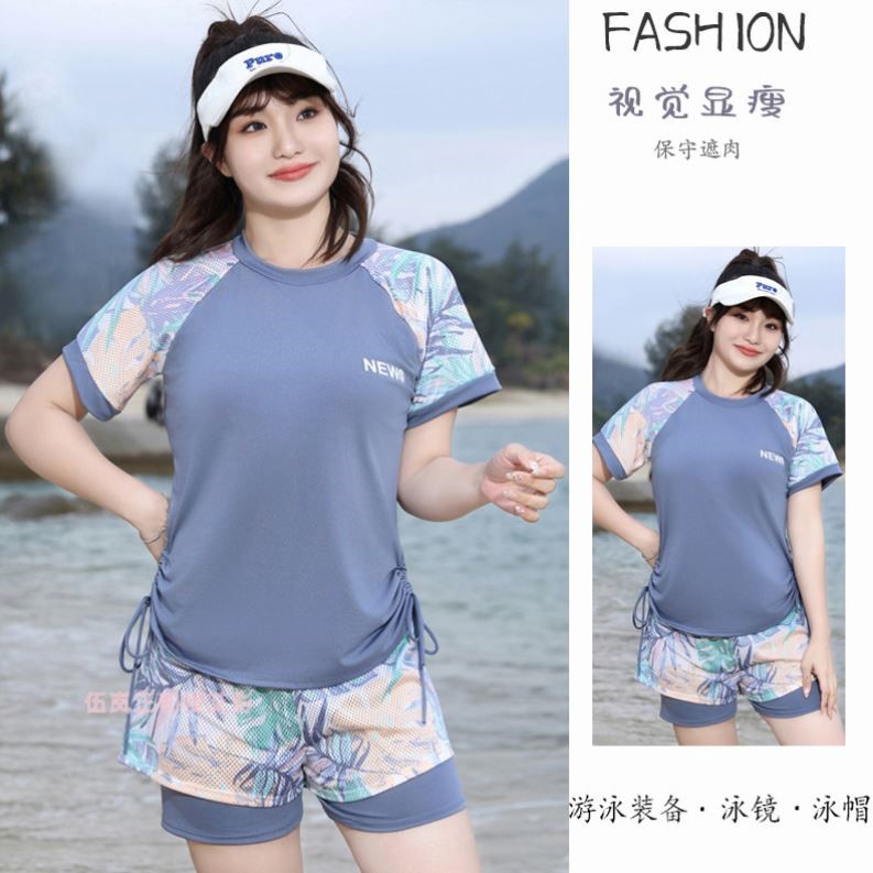 夏季新款运动大码游泳衣女保守遮肚显瘦微胖遮肚遮肉防走光平角裤