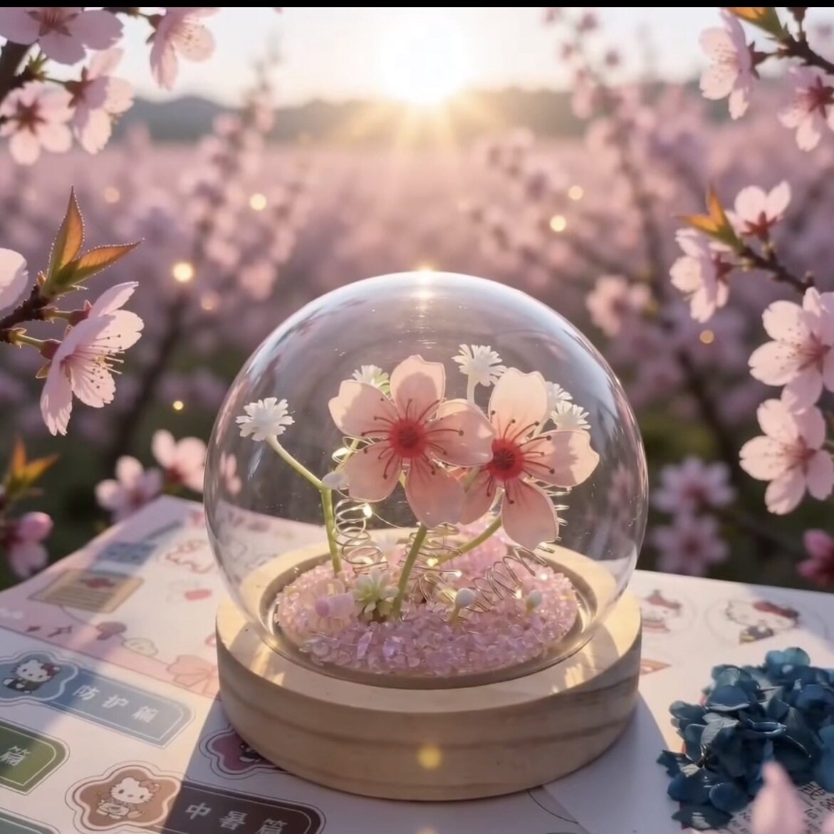 led樱花小夜灯仿真花卧室