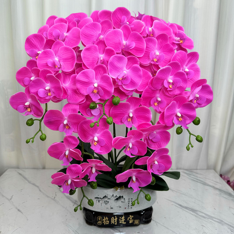 蝴蝶兰仿真花客厅高档花艺手感保湿花室内桌面摆假花新款蝴蝶兰花