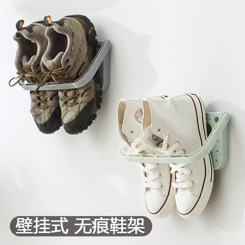创意无痕粘贴壁挂式PP鞋架浴室吸墙可折叠鞋子归类整理收纳置物架