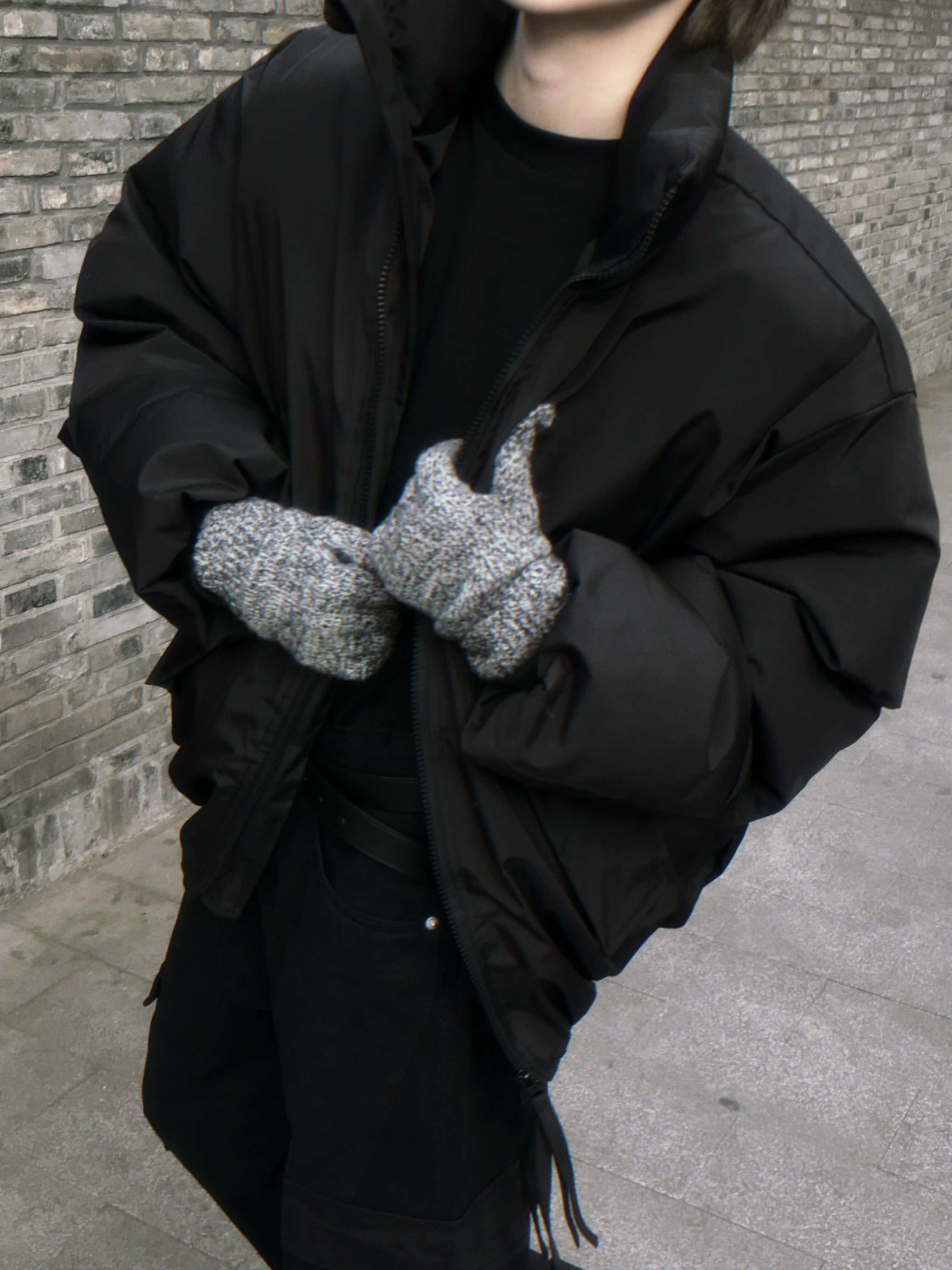 【温顺尚早】立领短款棉衣 黑色宽松休闲面包服中性保暖外套