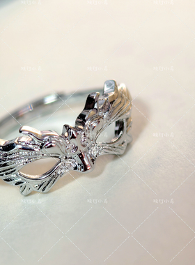 女生乙游纯银个性光列面具戒指