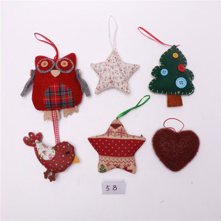 圣诞树装饰挂件布艺字母小狗吊饰亚克力雪花铁艺儿童相框挂饰单组