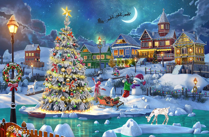 圣诞月夜木质1000片拼图国风教育成人定制礼物儿童益智diy潮玩具,玩具/童车/益智/积木/模型,拼图/拼板,淘宝优惠券,粉丝福利购,淘宝优惠卷