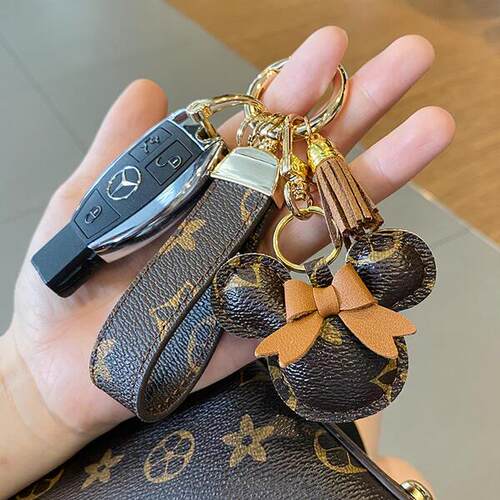 LV&GEDETE 米奇挂坠米妮钥匙链牛角包挂饰老花车钥匙扣月亮包挂件