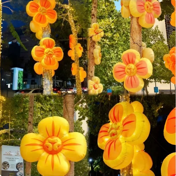 充气发光桂花花朵气模步行街树上氛围道具商场景区美陈装饰打卡图片