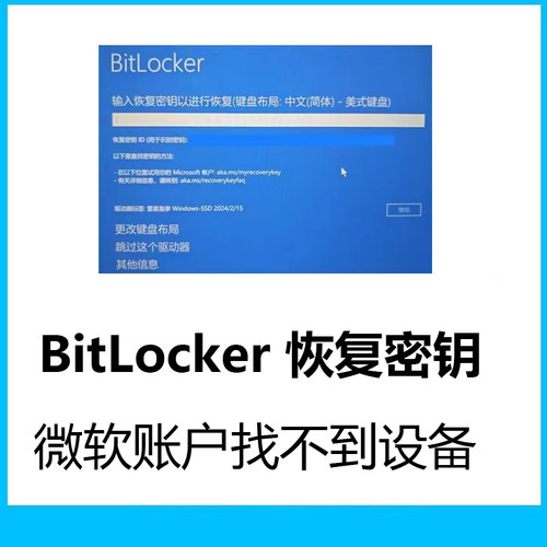 bitlocker恢复密钥解密硬盘u盘密码加密中断暂停文件资料蓝屏文件
