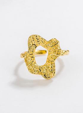 韩国通体925纯银锡箔纸熔肌理纹戒指女韩版ins气质网红食指戒