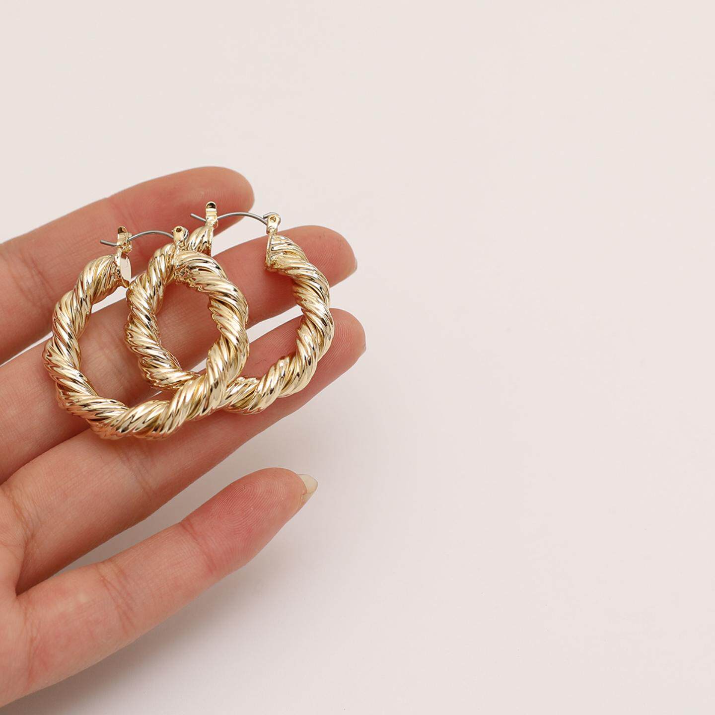 韩国东大门金属14k真金耳环时尚