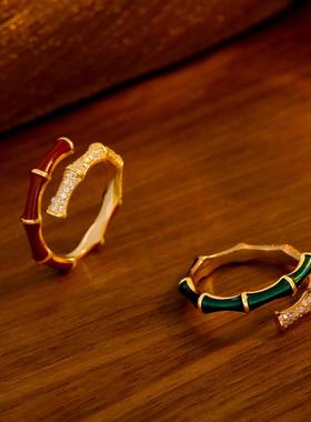 安可拉红色滴釉开口戒指女轻奢小众高级感食指戒复古显白高级指环