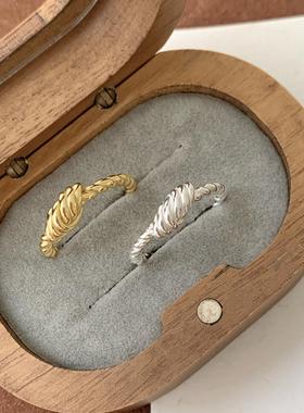 欧美高级感S925纯银编织缠绕麻花戒指女ins潮流简约打结开口指环