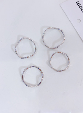 日韩简约素圈波浪纯银戒指女百搭小众设计气质冷淡风个性指环