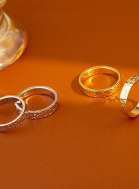 ins风小众关节戒气质百搭情侣18K金指环饰品高级碎碎冰戒指高级感