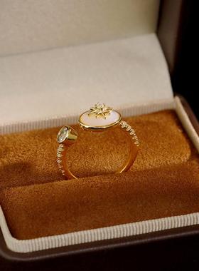 小众轻奢设计猫眼石戒指女时尚个性气质潮简约指环2025年爆款