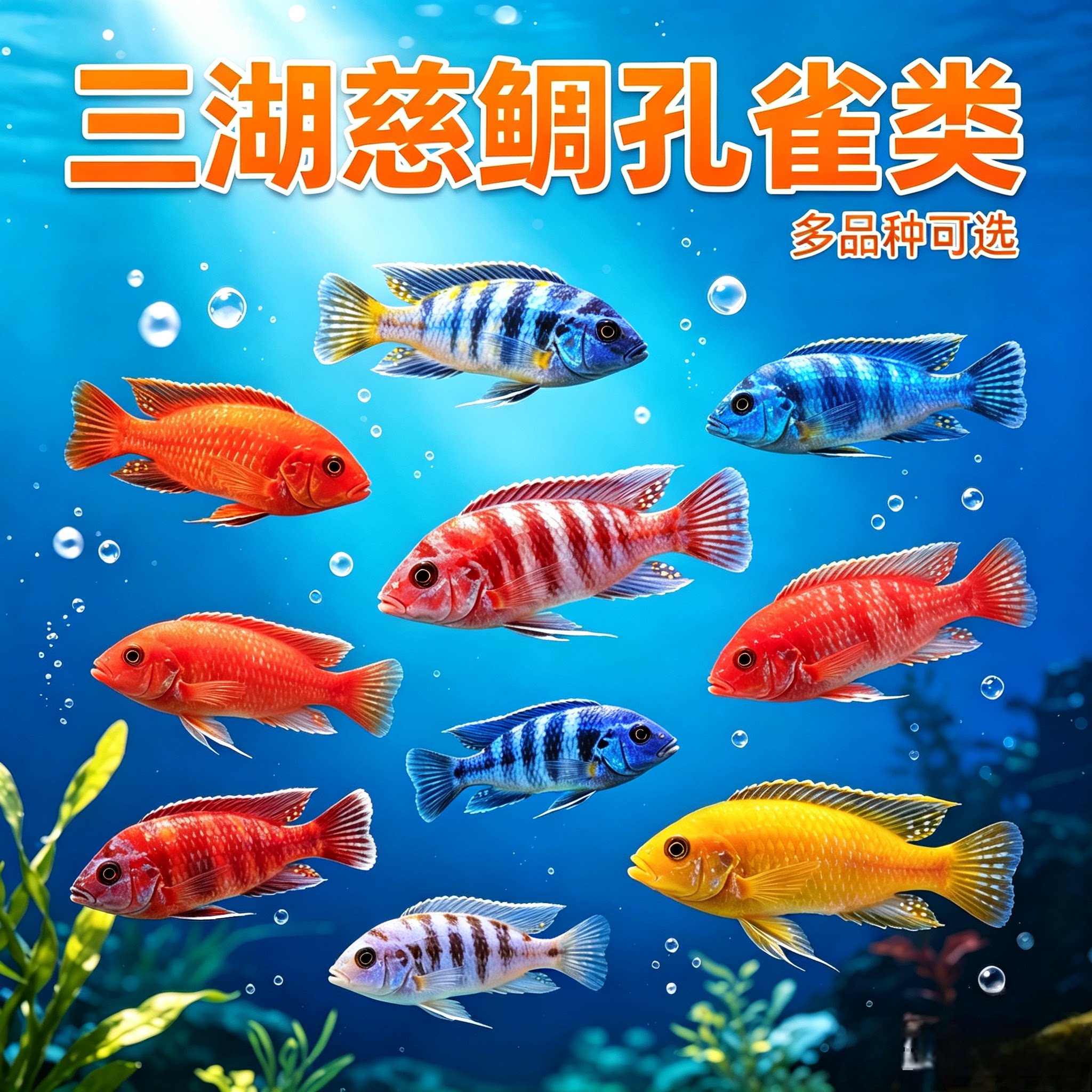 红珊瑚 三湖慈鲷 马鲷孔雀 热带淡水观赏鱼 活体包活
