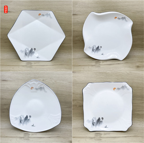 风景浅盘陶瓷大众正方形