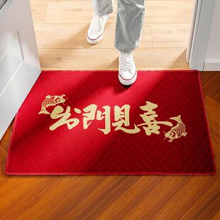 浴室喜庆进门红色房门口吸水厨房卫生间防滑垫地垫脚垫门垫婚家用