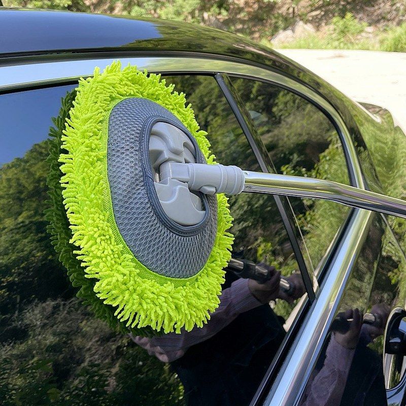 伸缩弯杆洗车拖把刷车刷子360度