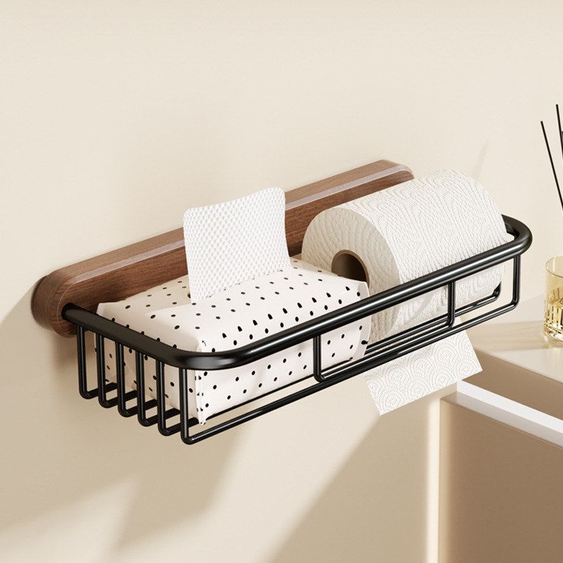 胡桃木卫生间厕纸盒厕所纸巾架卫生纸抽纸收纳置物架免打孔壁挂式