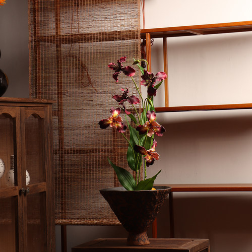 也契 斑驳铁锈色陶瓷花瓶 民宿复古创意桌面装饰侘寂花架花盏摆件