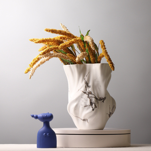 现代风贴花大号陶瓷花瓶 景德镇创意工艺品 酒店大堂插花水培摆件