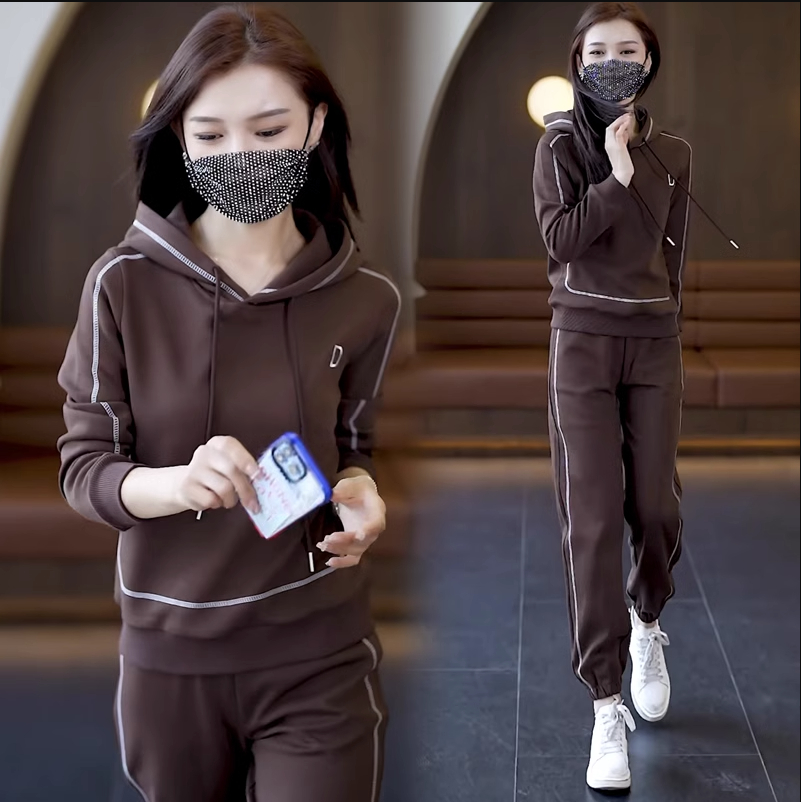 休闲运动服套装女卫衣连帽两件套