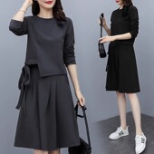 女装 遮肚胖mm两件套时尚 套装 大码 裙子2025新款 减龄显瘦胖妹妹春秋