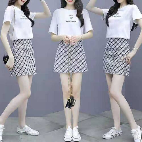 休闲运动女短袖短裙小清新两件套
