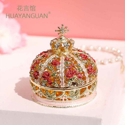 玫瑰花求婚首饰对戒盒欧式项链