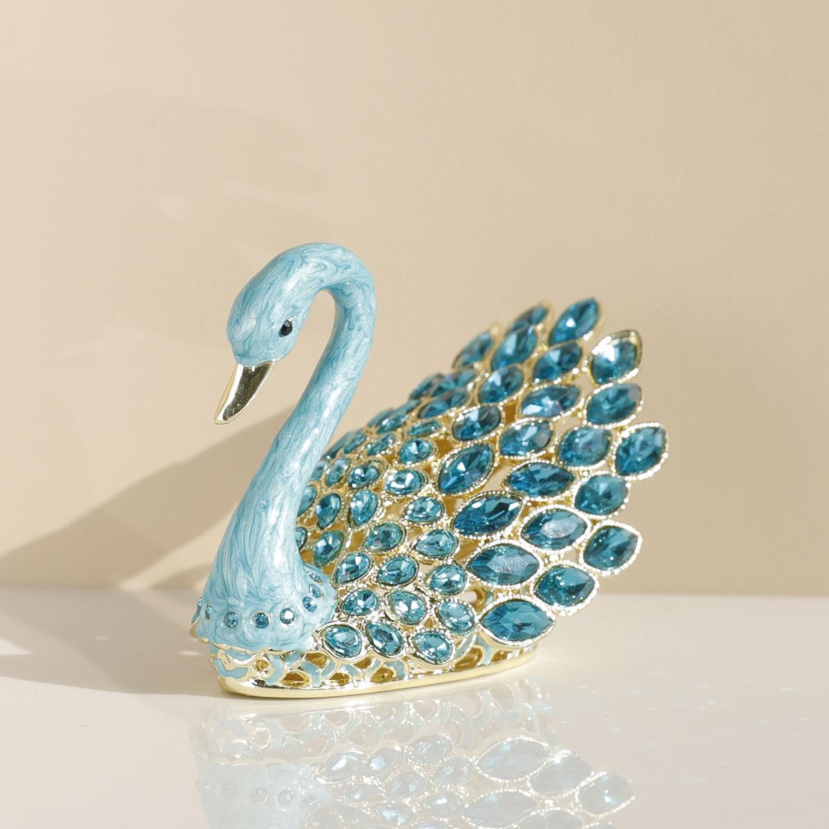 珐琅工艺欧式合金满钻天鹅首饰盒摆件梳妆台装饰送女新婚生礼物