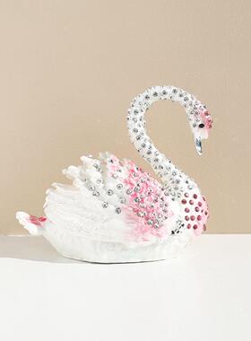 白色天鹅求婚戒指盒对戒盒婚戒首饰盒收纳盒礼物盒复古饰品盒