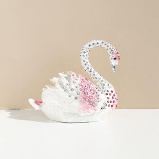 白色天鹅求婚戒指盒对戒盒婚戒首饰盒收纳盒礼物盒复古饰品盒