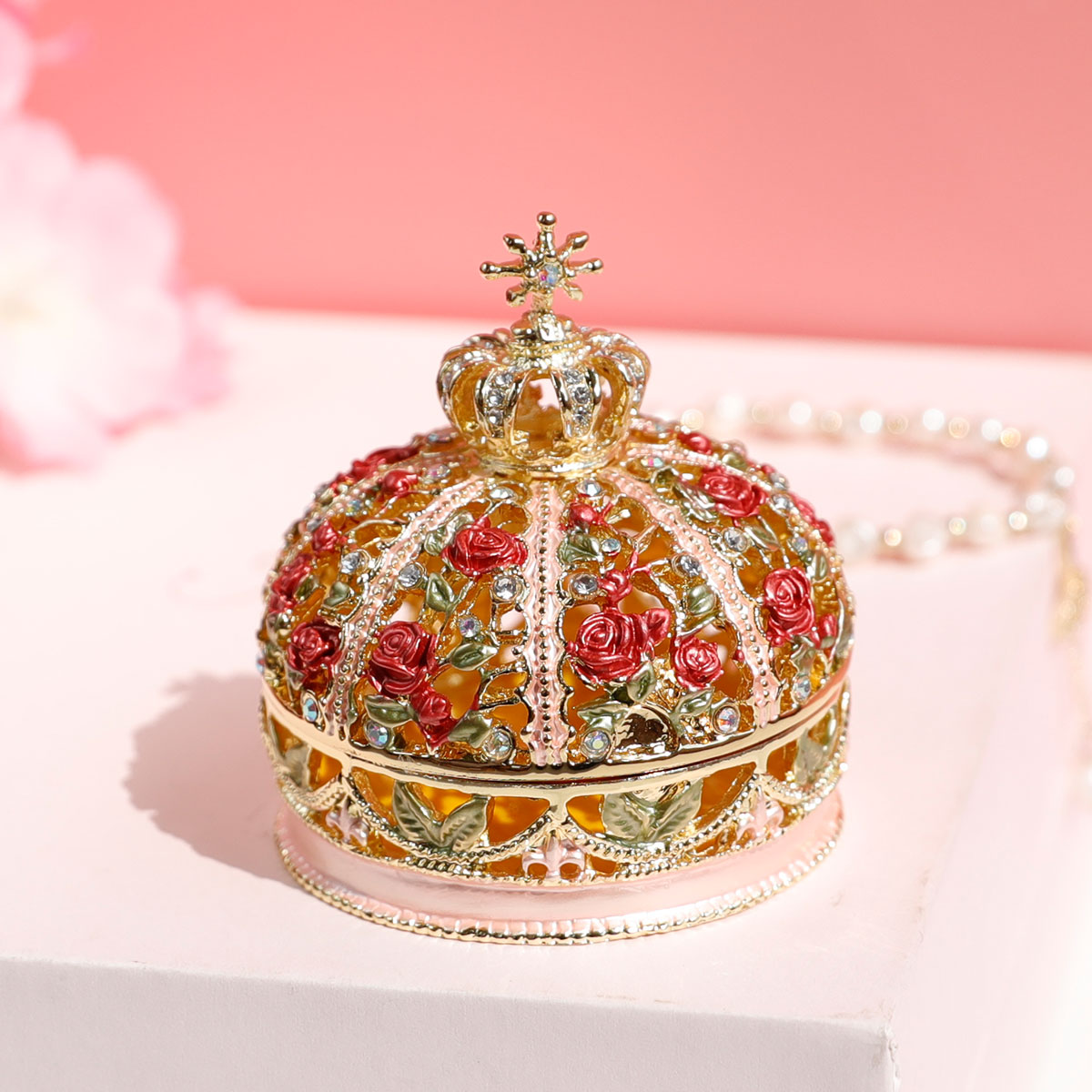 玫瑰花求婚首饰对戒盒欧式项链