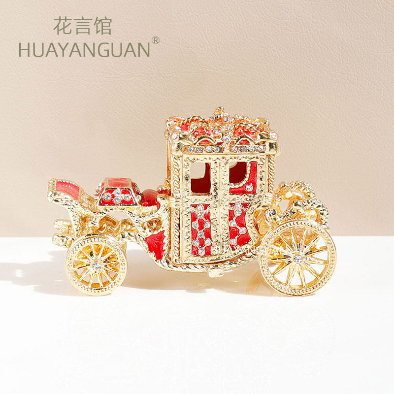 欧式马车首饰盒装饰盒轻奢家居礼品摆件珐琅彩复古咖啡店摆件